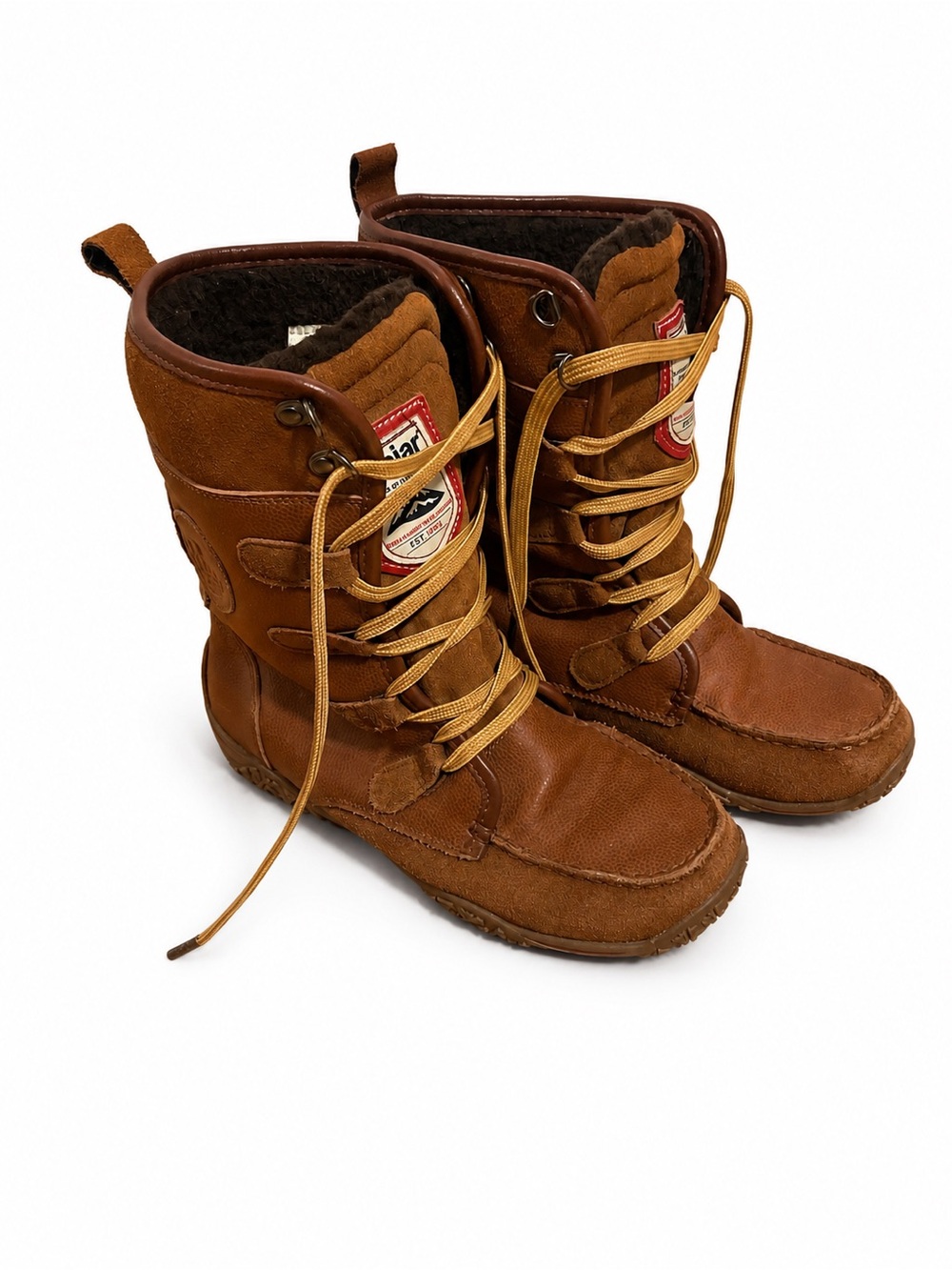 Pajar Tan and Brown Leather Lace-Up Winter Boots